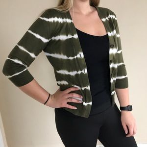 Michael Kors olive green 3/4 sleeve cardigan - M